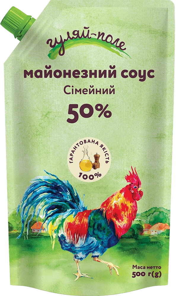 Майонезний соус Гуляйполе Сімейний 50% жирності 500 грамів дой-пак