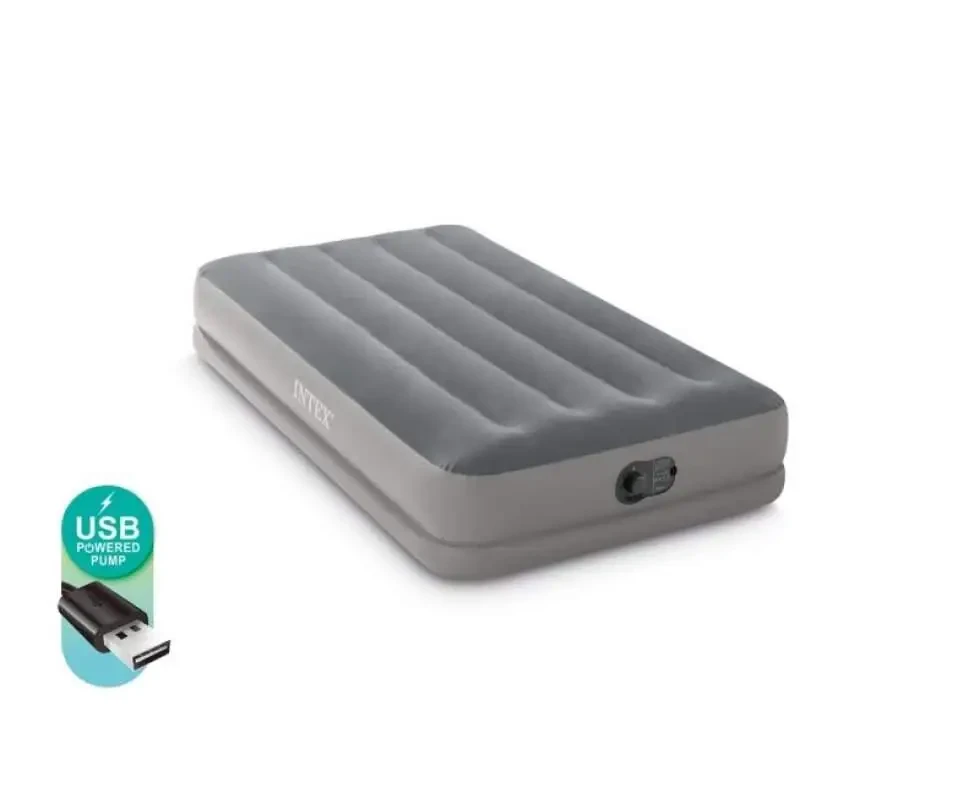 Надувне ліжко 99 х 191 х 30 см з вбудованним електронасосом від USB, Intex 64112