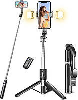 Штатив Tupwoon Selfie Stick з 2 заповнюючими вогнями Дуже довгий 45-дюймовий штатив для телефону зі знімним пультом дистанційного