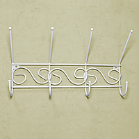 Вішалка для одягу настінна металева, 34x5x17см, Білий (Гачки для одягу у передпокої)