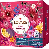 Чай в пакетиках LOVARE Love Blossom 90 пакетиків (6 видів по 15шт), колекційний набір чаїв