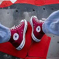 Стильні Високі Бордові Кеди Converse All Star 36-40