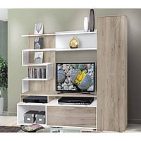 Стінка у вітальню Барі ДСП білий/дуб крафт сірий 1950х490х1960 Модерн