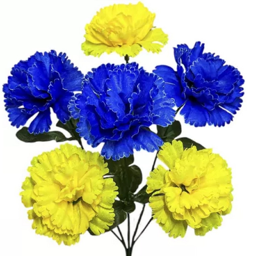 Штучні квіти букет гвоздика Патріот Україна, 36 см (30 шт. в уп), фото 1