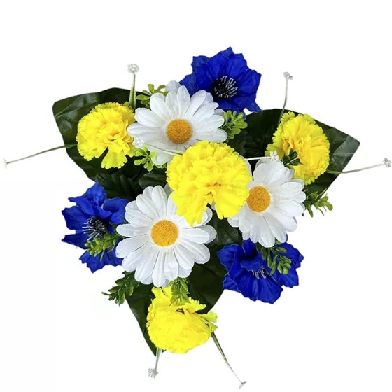 Штучні квіти букет ромашок, гвоздик і волошки 47 см (10 шт. в уп), фото 1