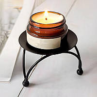 Підсвічник металевий для свічок, 8x8см, Чорний (Підставка для чайної свічки)