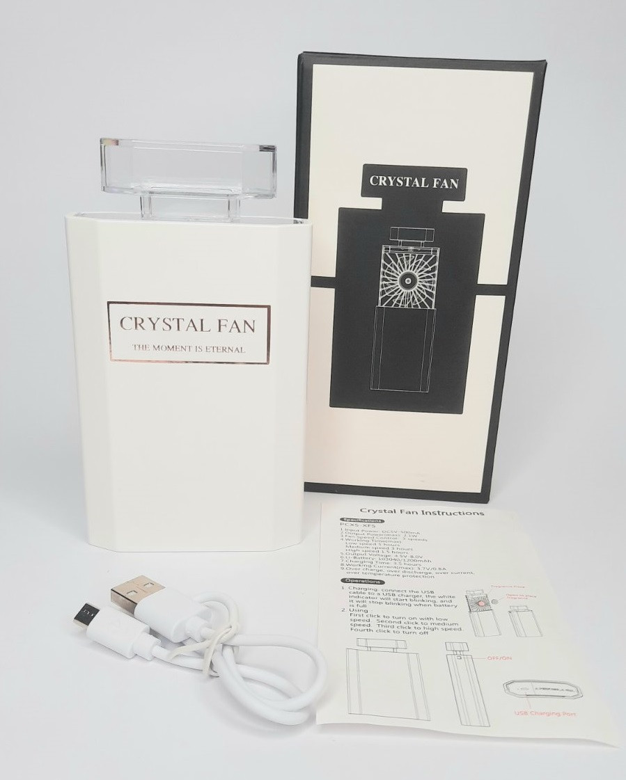 Вентилятор ручний акумуляторний у формі парфумів USB CRYSTAL FAN XFSB077