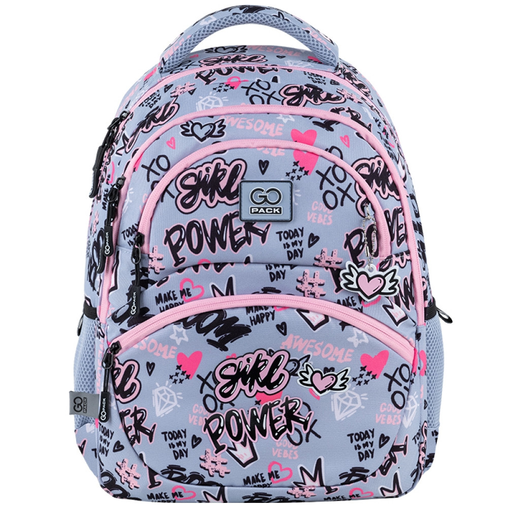 Рюкзак шкільний GoPack Education Awesome 39x29.5x12 см, 17 л, сірий (130-145 см)