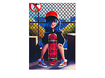 Аплікація пришивна різнокольорова "Дівчинка зі скейтом" 16×23 см