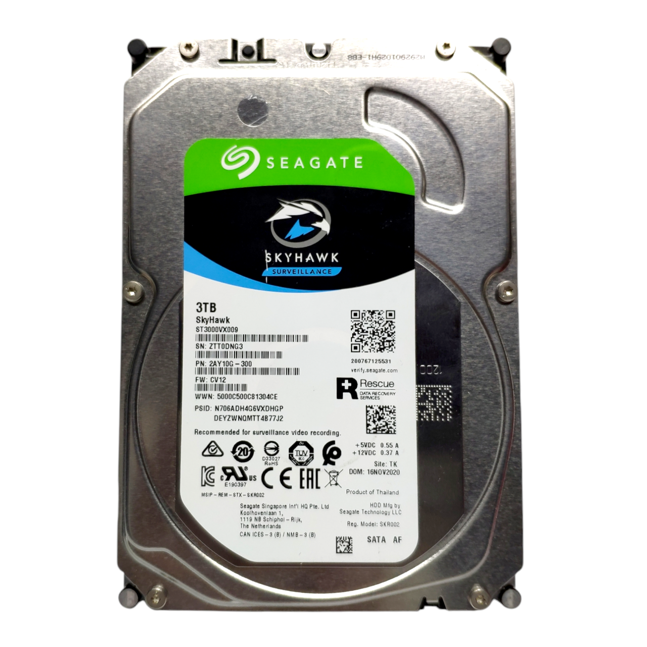 Жесткий диск HDD 3TB 5400rpm 256MB SATA III 3.5 Seagate SkyHawk ST3000VX009 для відеоспостереження