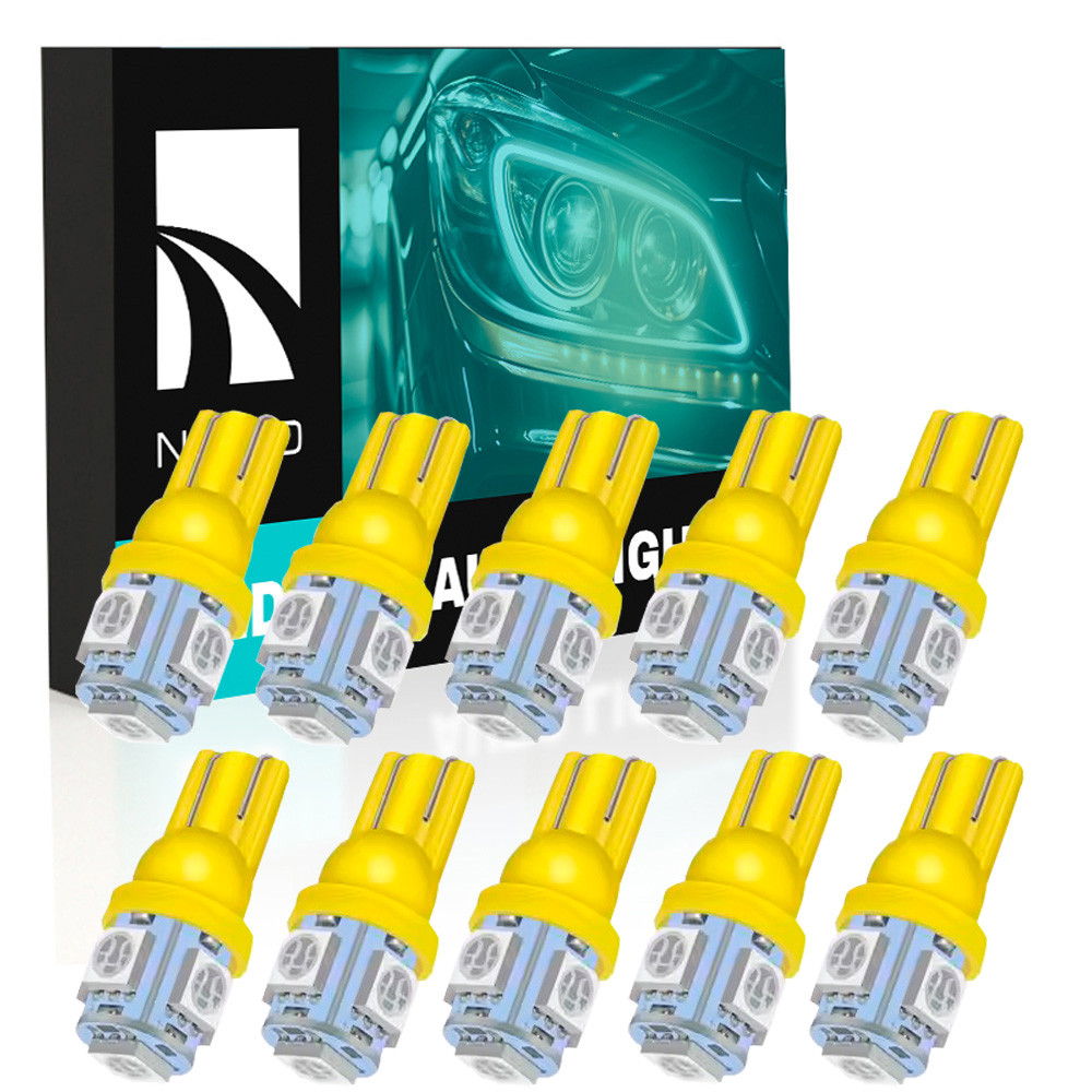 Комплект світлодіодних ламп NAPO LED T10-5050-5smd W5W T10 колір світіння жовтий 10 шт