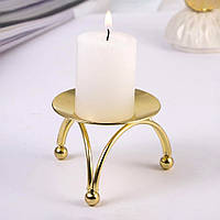 Підсвічник металевий для свічок, 8x8см, Золотистий (Підставка для чайної свічки)