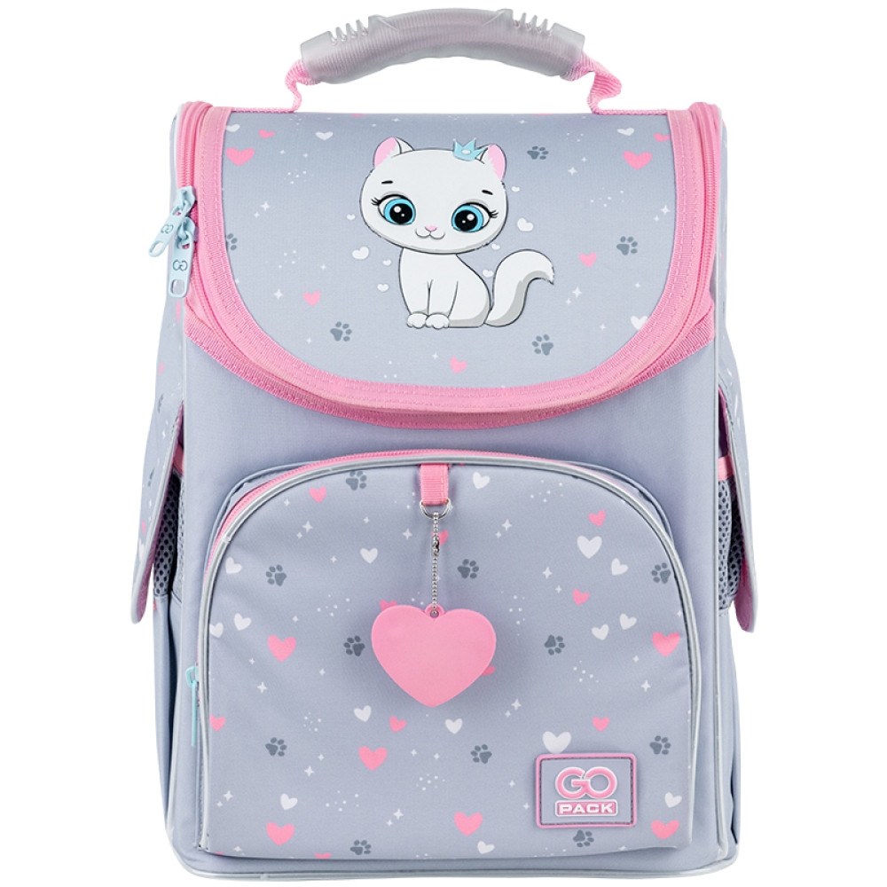 Рюкзак шкільний GoPack Education каркасний Kitten Princess 34x26x13 см, 11 л, сірий