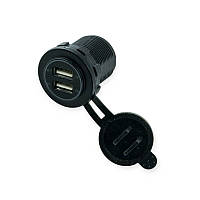 Гніздо врізне 2 USB 1A, 2,1A, 12-24В, кришка, з підсвічуванням синім
