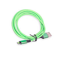 Кабель для заряджання Armer USB - Micro USB, 1м, зелений, круглий, ткан. обплет.