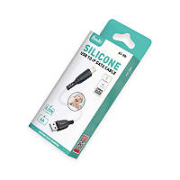 Кабель для заряджання Avantis USB - iPhone, 0.25м, 6.0А чорно-білий, круглий силіконове обплет