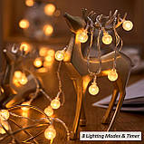 Гірлянда Zorela Globe Fairy Lights, 15 м/49 футів, 100 світлодіодних гірлянд у формі кулі з пультом дистанційного керування - живл, фото 5