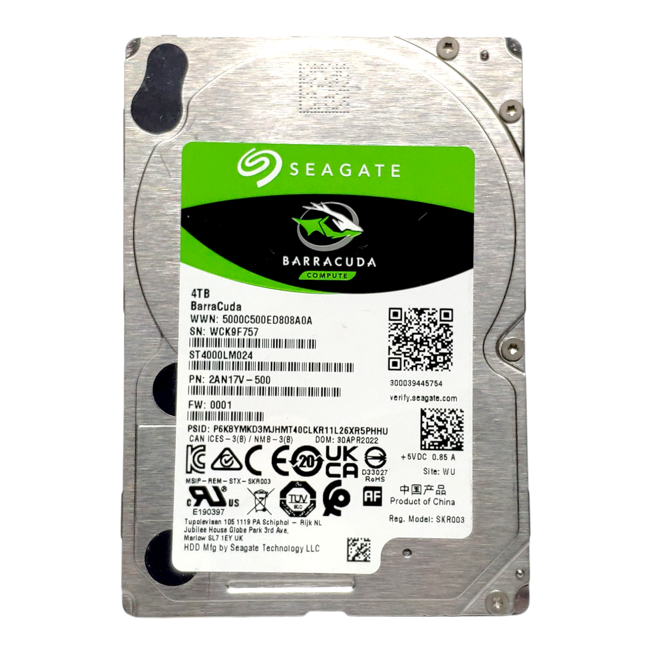 Жорсткий диск HDD 4TB 5400rpm 128MB SATA III 2.5 15мм Seagate BarraCuda ST4000LM024
