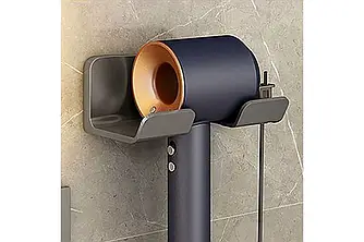 Настінний тримач полиця для фена та штекера hair dryer stand BLACK