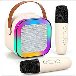 Портативна бездротова колонка-караоке з LED-підсвіткою і двома мікрофонами