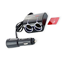 Розгалужувач прикурювача 2 вих. 5А, 60Вт, 1 USB 1.0А, провід 0,7м, Євро 12 Atelie