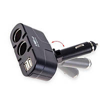 Розгалужувач прикурювача 2 вих. 5А, 60Вт, USB 1.5А, провід 0,60м, Євро VOIN