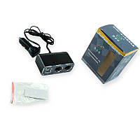 Розгалужувач прикурювача 2 вих. 5А,  60Вт, 2 USB 2.1А, провід 0,75м, Євро