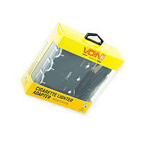 Розгалужувач прикурювача 3 вих. 10А, 120Вт, 2 USB 2.4А, провід 0,83м, Євро, В-метр, А-метр VOIN