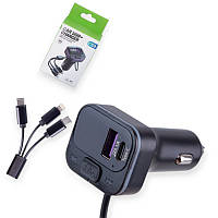 FM модулятор C53 USB, MP3, 12-24В, Type C зарядка 3,1А, Bluetooth 5.0, кабель Type C, iPhone, Micro USB