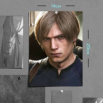 "Леон Скотт Кеннеді (Резидент івл 4 / Resident Evil 4)" плакат (постер) розміром А5 (14х20см)