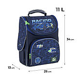 Рюкзак шкільний GoPack Education каркасний Racing 34x26x13 см, 11 л, синій, фото 3