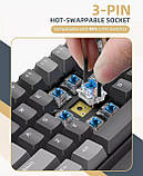 Бездротова клавіатура ZIYOULANG K68 Gray | 2.4G, Bluetooth, фото 5