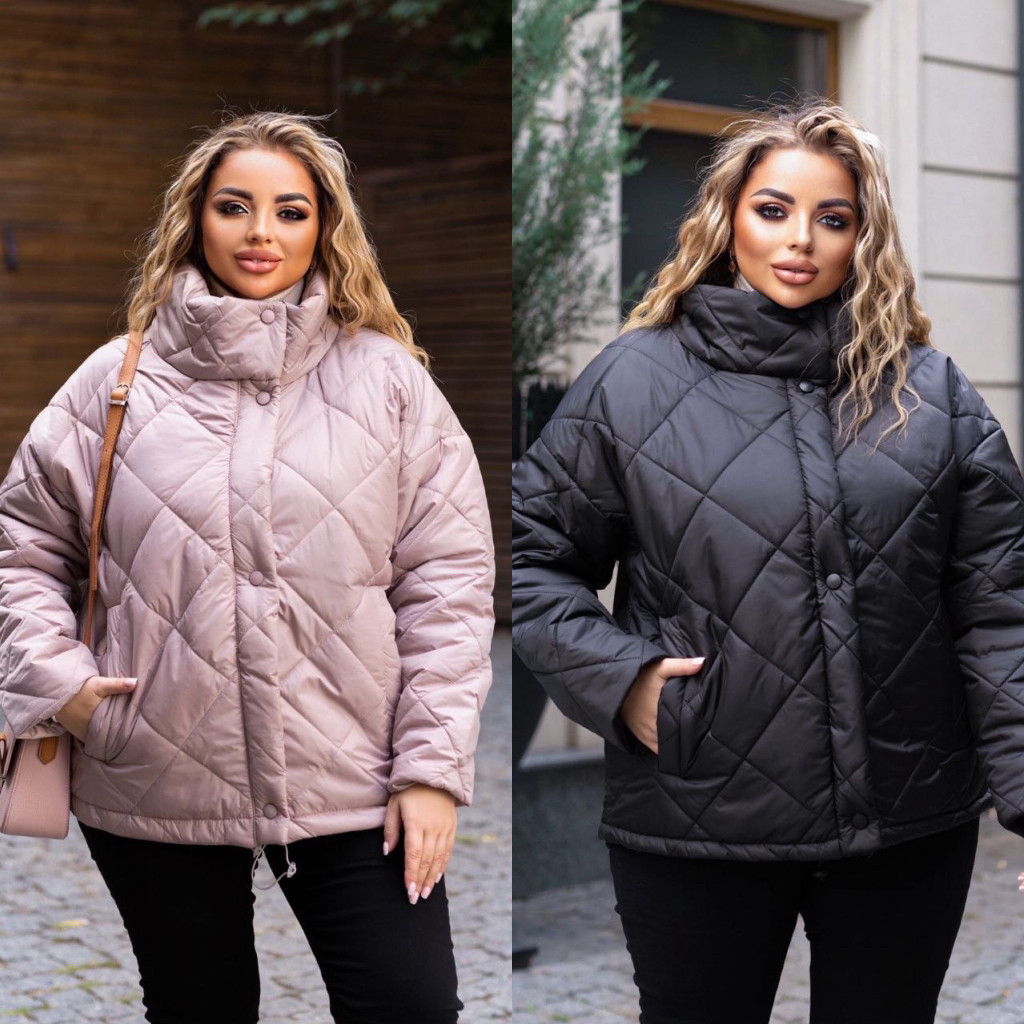 Жіноча весняна куртка 50-52, 54-56, 58-60, 62-64, 66-68, 70-72 чорна беж - фото 1 - id-p2090394599