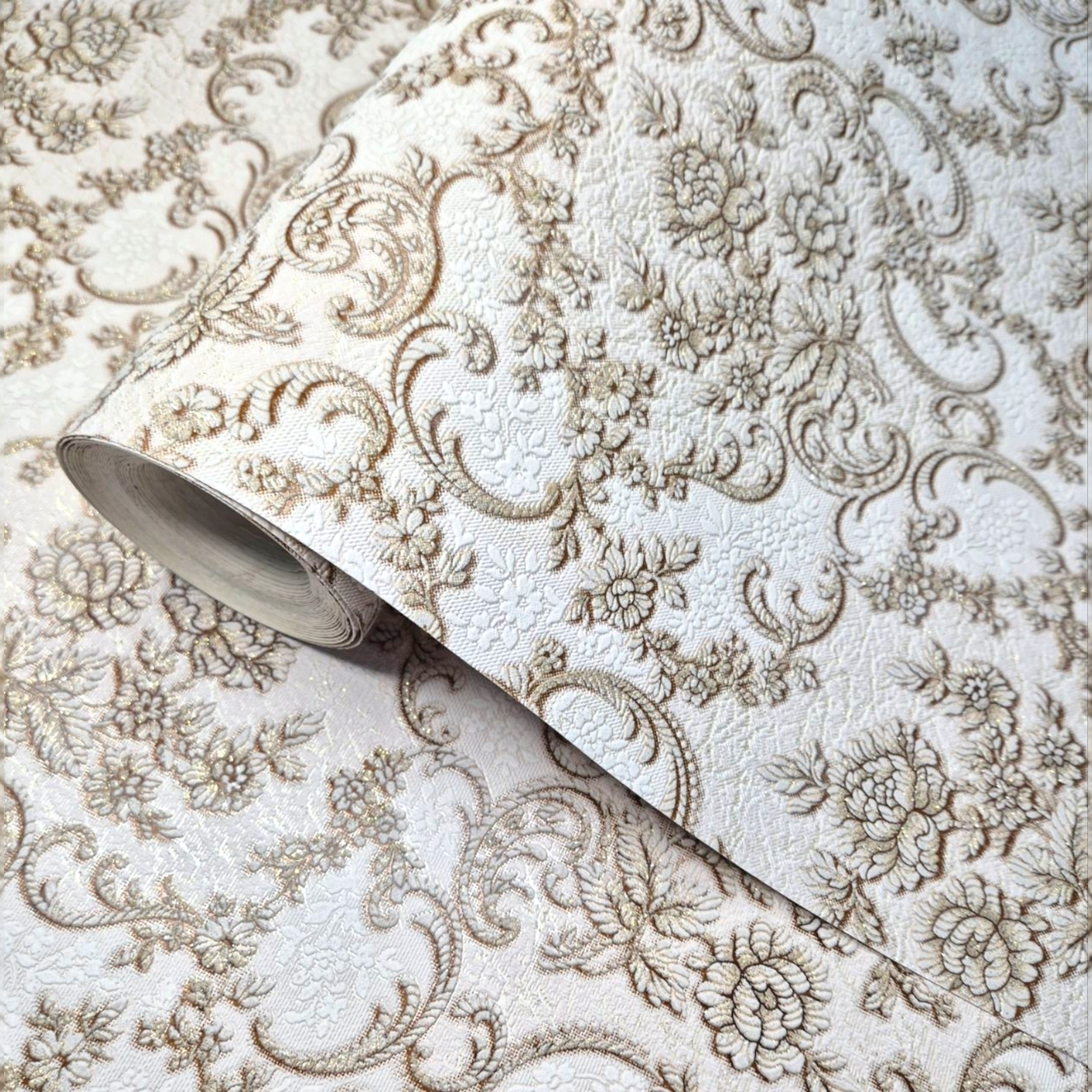 Шпалери вінілові на паперовій основі 0,53 × 10,05 Слов'янські Шпалери 338-01, бежеві для спальні, вітальні, фото 1