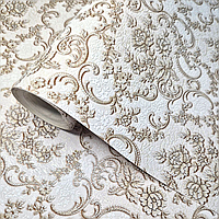 Шпалери вінілові на паперовій основі 0,53 × 10,05 Слов'янські Шпалери 338-01, бежеві для спальні, вітальні