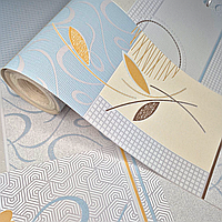 Шпалери вінілові на паперовій основі 53 см × 10,05 м Слов'янські Шпалери 356-03, блакитні з квітковим орнаментом