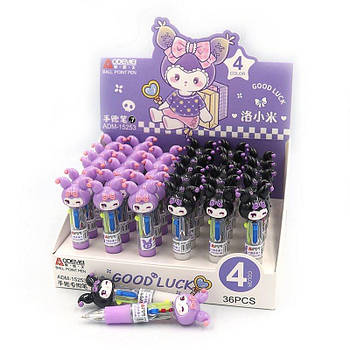 Ручка кулькова дитяча 4 кольори "Kuromi" 0,7 мм ADM-15253 G-Rich