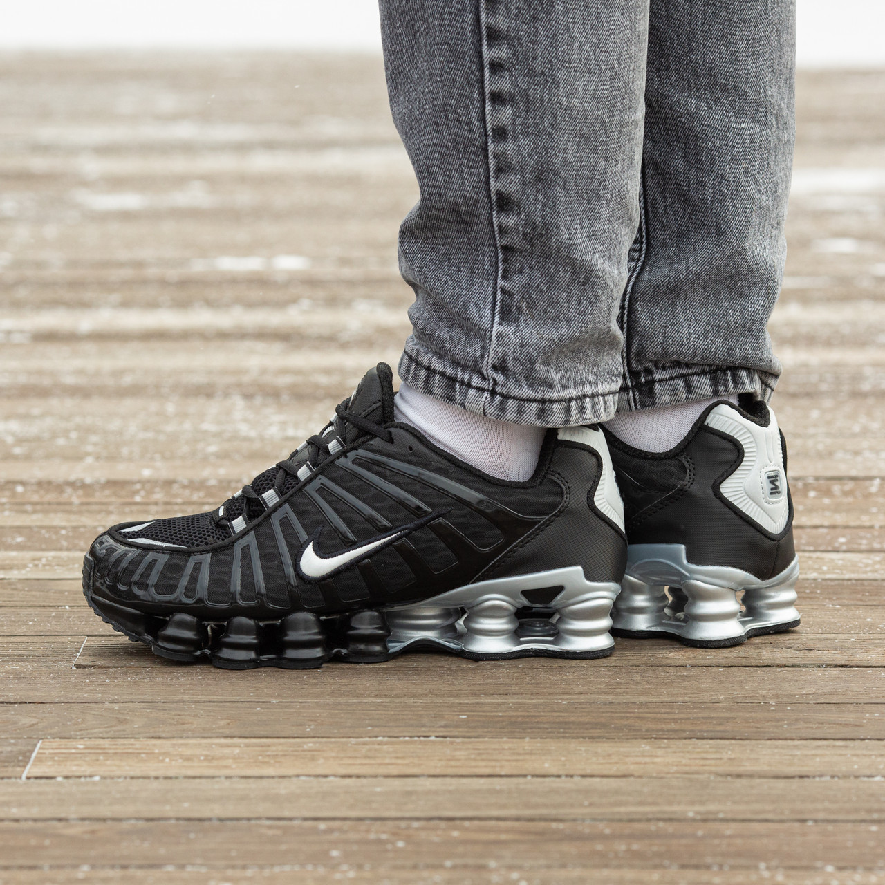 Чоловічі Кросівки Nike Shox TL Black Silver / Найк Шокс ТЛ Чорні із Сріблястим