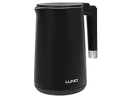Електрочайник з термостатом з нержавіючої сталі LUND 1,5 л чорний, 2200 Вт, живлення від мережі 230В Сделай