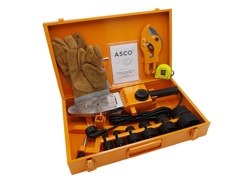 Набір зварювальний для систем PPR 1600Вт ф.20-ф.63 (рукавиці, рулетка, ножниці, лента) ASCO 1/5 Зроби це - Vdalo