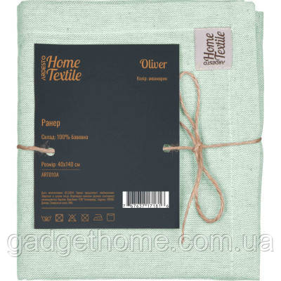 ТОП! Доріжка на стіл Ardesto Oliver, 100% бавовна, бірюза 40х140 см (ART01OT) - (gHome), фото 1