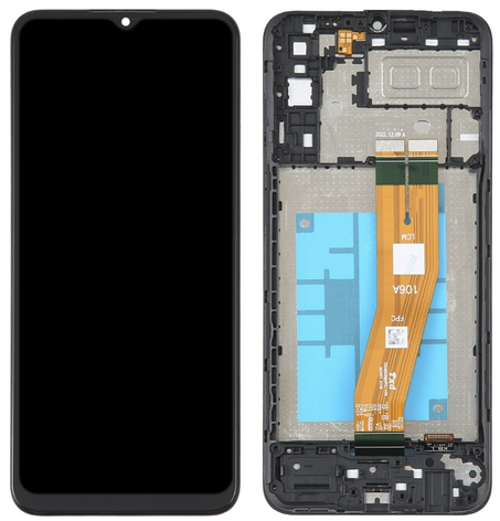 Дисплей (екран) для Samsung A042 Galaxy A04e, чорний, OEM, з передньою панеллю, фото 1