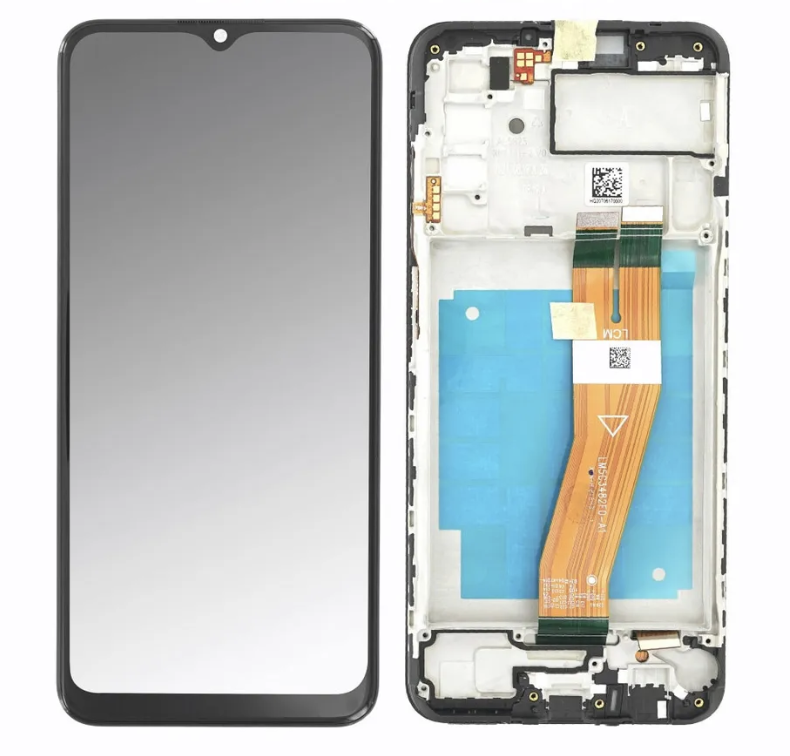 Дисплей (екран) для Samsung A037F Galaxy A03s + touchscreen, чорний, 160.3 x 72 mm, з жовтим шлейфом, с