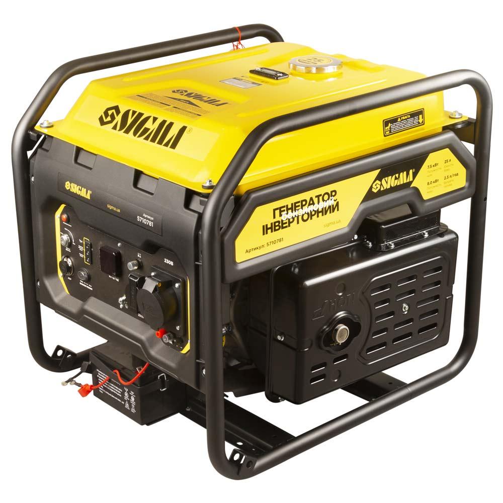 Генератор інверторний бензиновий 220В 7.5/8.0кВт 25л 4-х тактний з виведенням під АВР SIGMA (5710781) Зроби це - Vdalo
