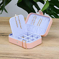 Скринька для прикрас стьобана з екошкіри пудра 16.5*11.5*5.5 см Гранд Презент JZ-014-1