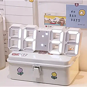 Электронные настольные LED часы с будильником и термометром 1089 белые (Белая подсветка)