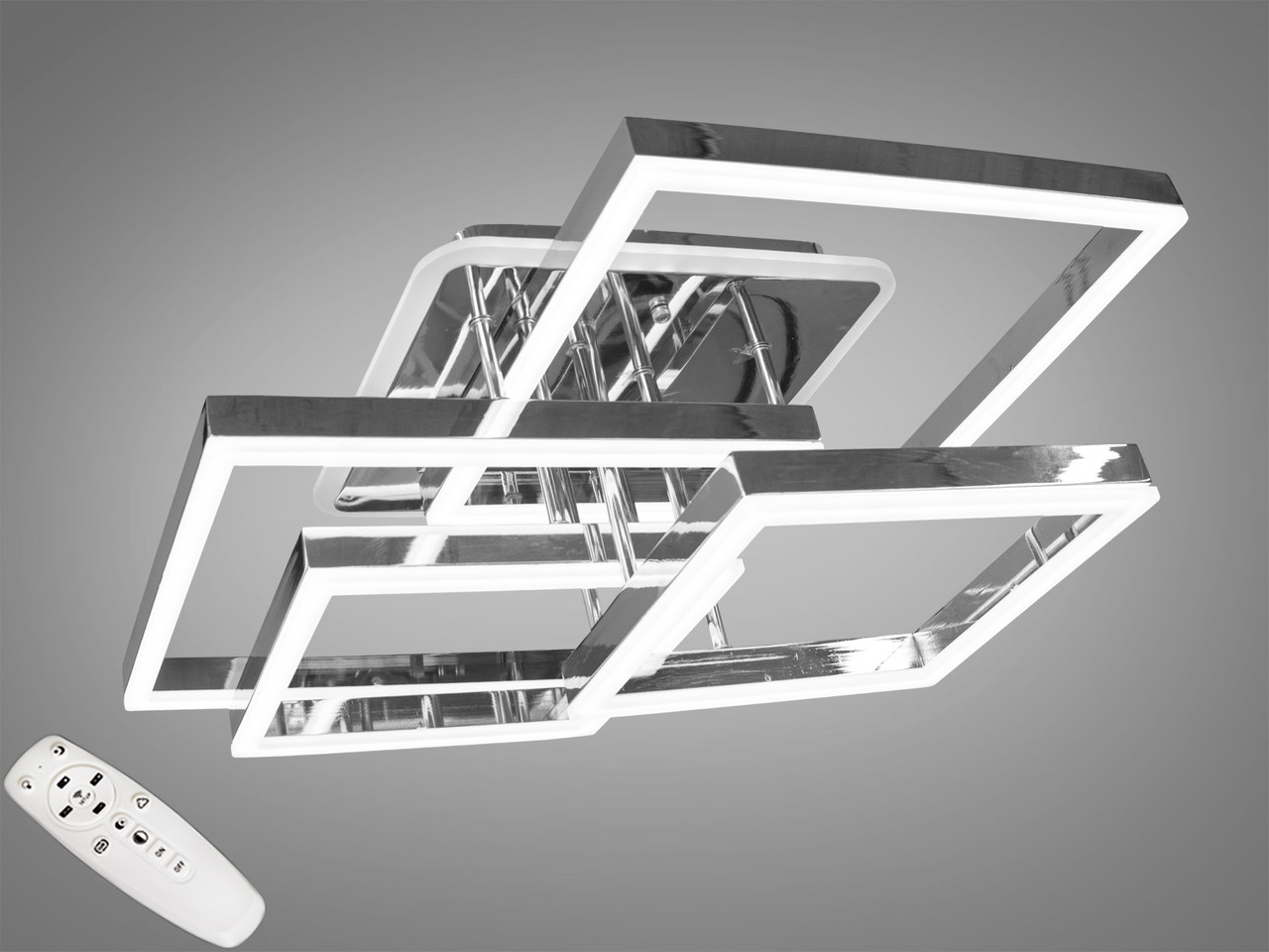 Світлодіодна люстра з диммером, підсвіткою, 145W, хром, фото 1