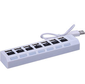 Спідниця хаб-концентратор до ПК ноутбука USB hub на 7 портів із вмикачами білий, фото 2