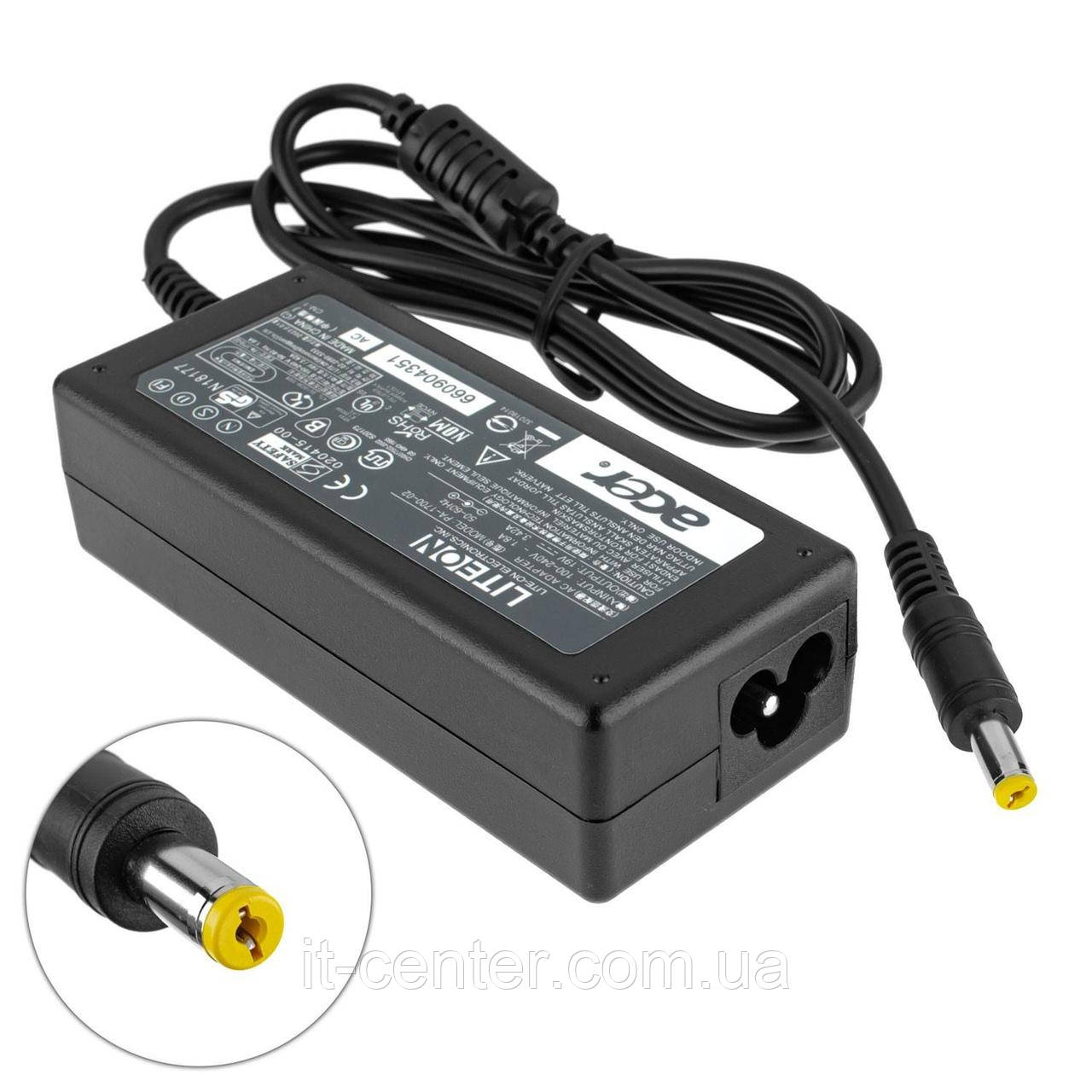 Блок живлення для ноутбука ACER 19V, 3.42A, 65W, 5.5*1.7мм, прямий роз'єм, black (без кабеля!)