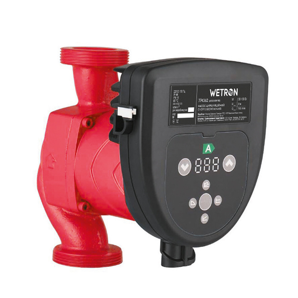 Насос циркуляційний енергоощадний 50-130 Вт Hmax 8 м Qmax 130 л/хв Ø 2" 180 мм + гайки Ø11⁄4" WETRON (774364)